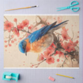 ブルーバードさくらんぼブロッサム絵を描ツリーのデコペ 薄葉紙 (クラフト)