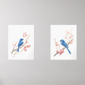 ブルーバードさくらんぼ花水彩ウォールアート (正面)