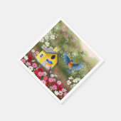 ブルーバードとイエロースクールバードハウス スタンダードカクテルナプキン (角)