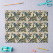 ブルーバードとクリスマスホリーベリーのデコパージュ 薄葉紙 (クラフト)