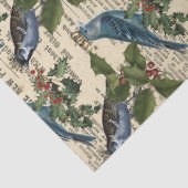 ブルーバードとクリスマスホリーベリーのデコパージュ 薄葉紙 (詳細)