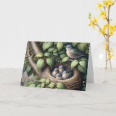 ブルーバードとネストマザーの日 カード (黄色い花)