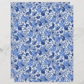 ブルーバードとハートパターンスクラップブック紙 (正面/裏面)