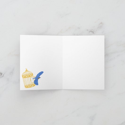 ブルーバードとブループリムローズのグリーティ空白のング カード (内部)