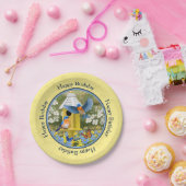 ブルーバードとラウンドバードハウスイエロー ペーパープレート (パーティー)