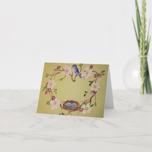 ブルーバードとリンゴの花 カード (正面)