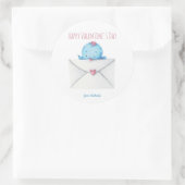 ブルーバードとレターキッズスクールバレンタインデー ラウンドシール (バッグ)