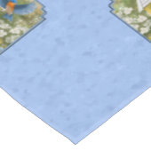 ブルーバードと六角バードハウスブルー テーブルクロス (アングル)