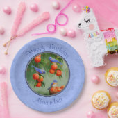 ブルーバードと桃の青 ペーパープレート (パーティー)