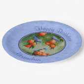 ブルーバードと桃の青 ペーパープレート (アングル)