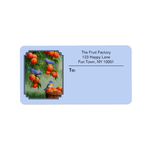 ブルーバードと桃の青 ラベル (正面)