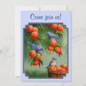 ブルーバードと桃の青 招待状 (正面)