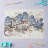 ブルーバードと花の水の色の分離 薄葉紙 (クラフト)