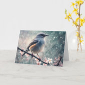 ブルーバードと雨戸 カード (黄色い花)