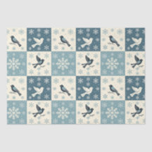 ブルーバードと雪の結晶のクリスマスウインターデコパージュ