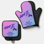 ブルーバードに愛パーソナライズされたする 鍋つかみ&鍋敷きセット (正面/裏面)