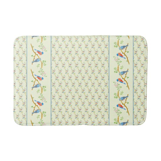 ブルーバードのつがい 黄色 バスマット (正面)