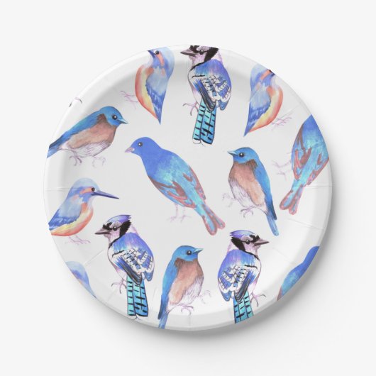 ブルーバードの恋人の色合いそして陰の鳥 ペーパープレート (正面)
