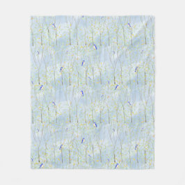 ブルーバードの木と空 フリースブランケット