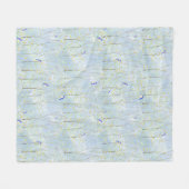 ブルーバードの木と空 フリースブランケット (正面(横))