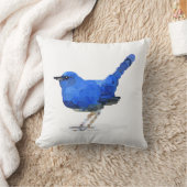 ブルーバードの水彩画の枕 クッション (ブランケット)