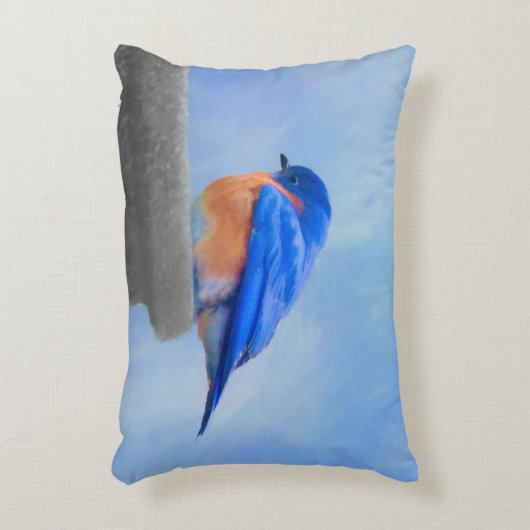 ブルーバードの絵画-元の鳥の芸術 アクセントクッション (正面(垂直))