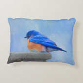 ブルーバードの絵画-元の鳥の芸術 アクセントクッション (裏面)