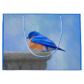 ブルーバードの絵画-元の鳥の芸術 ラージペーパーバッグ (正面)