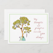 ブルーバードの考えと祈りの言葉がある黄色の木 ポストカード (正面/裏面)