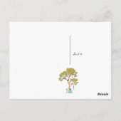 ブルーバードの考えと祈りの言葉がある黄色の木 ポストカード (裏面)