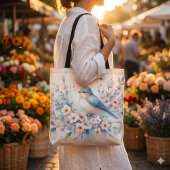 ブルーバードの花咲く水彩の静けさ トートバッグ