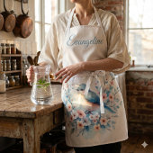 ブルーバードの花 水彩の静けさ エプロン
