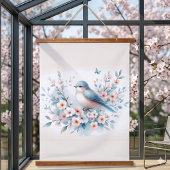ブルーバードの花 水彩の静けさ 吊り下げ型タペストリー