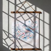 ブルーバードの花 水彩の静けさ 吊り下げ型タペストリー