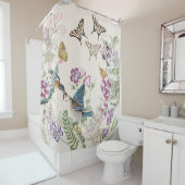 ブルーバードの鳥の蝶花のシャワー・カーテン シャワーカーテン (インサイチュ)