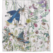 ブルーバードの鳥の野生の花の花のシャワー・カーテン シャワーカーテン (正面)