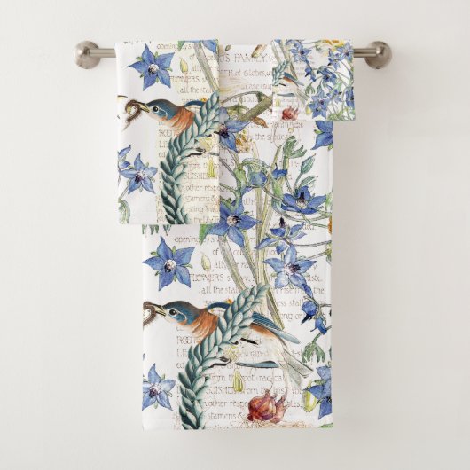 ブルーバードの鳥のStarflowerのラッパスイセンのBathタオルセット バスタオルセット (インサイチュ)
