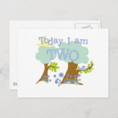 ブルーバードの2歳の誕生日Tシャツとギフト ポストカード (正面/裏面)