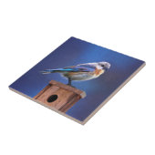 ブルーバードの(女性の)絵画-元の鳥の芸術 タイル (側面)