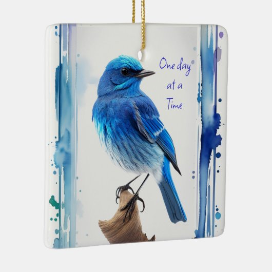 ブルーバードやる気を起こさせる、1日の時間引用文 セラミックオーナメント (右)