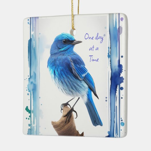 ブルーバードやる気を起こさせる、1日の時間引用文 セラミックオーナメント (左)