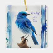 ブルーバードやる気を起こさせる、1日の時間引用文 セラミックオーナメント (正面)