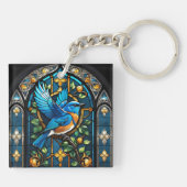 ブルーバードを歌う:ステンドグラス・セレナーデ キーホルダー (裏面)