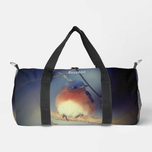 ブルーバードアニマルパーソナライズされた自然 ダッフルバッグ (正面)