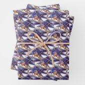 ブルーバードアニマル自然アートパターン ラッピングペーパーシート (インサイチュ)