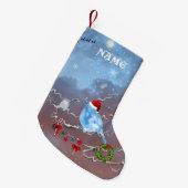 ブルーバードアンドサンタ2クリスマスストッキング スモールクリスマスストッキング (正面 (吊り時))
