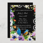 ブルーバードアンドボタニカルフローラ婚約パーティ 招待状 (正面/裏面)