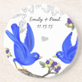 ブルーバードイエローパープルヴィンテージラブバードコースター コースター (正面)