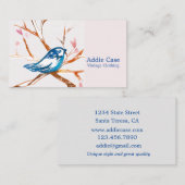 ブルーバードインツリーブランチハート離れピンク色 名刺 (正面/裏面)