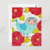 ブルーバードインレッド春ガーデンアートアーティスト ポストカード (正面/裏面)